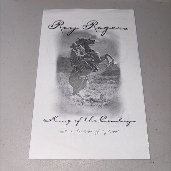 Vintage 1998 Roy Rogers: King of Cowboys Death  Memorial Services Pamphlet - Picture 1 of 3